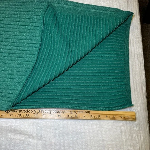 House of Harlow 1960 Ribbed Shimmer Green Maxi Open Back Bodycon Dress Sz Medium - Picture 9 of 10